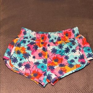 Speedo Kids Tropical Palm Print Swim Trunks in Aqua Pink Orange